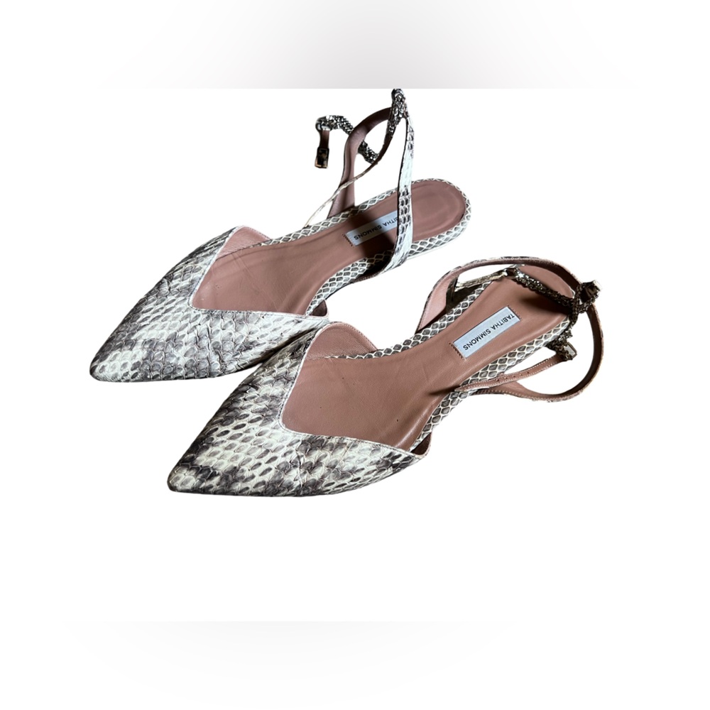 Tabitha Simmons Snakeskin Slingback Flats